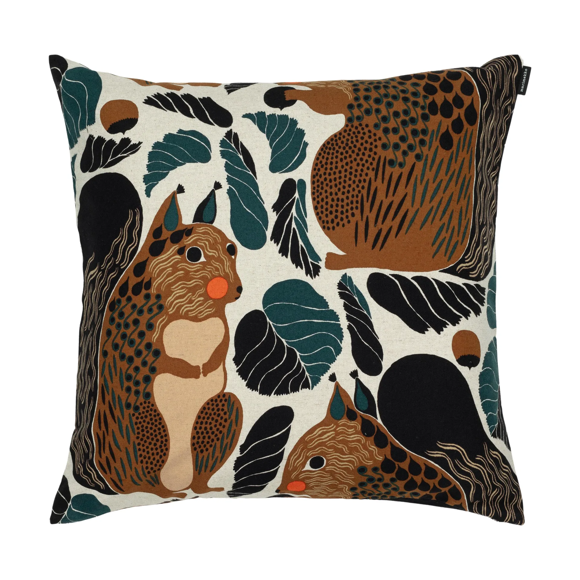 Kurre tyynynpäällinen 50x50 cm, Linen-brown-black-red Marimekko