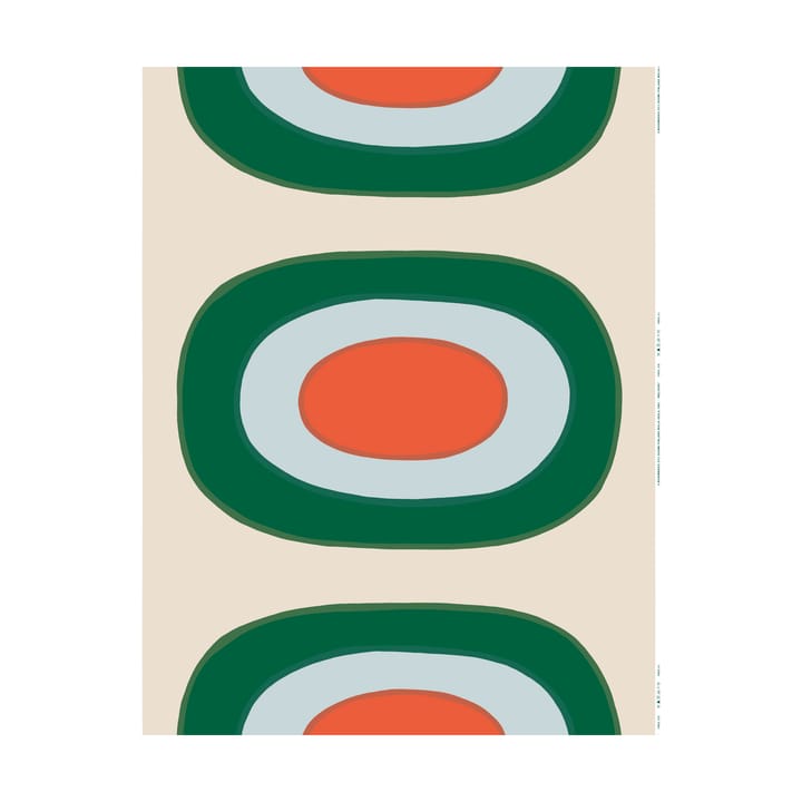 Melooni kangas puuvilla, Off white-green-l. blue-orange Marimekko
