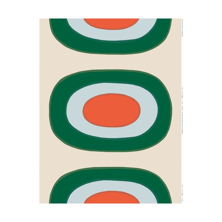 Melooni kangas puuvilla - Off white-green-l. blue-orange - Marimekko