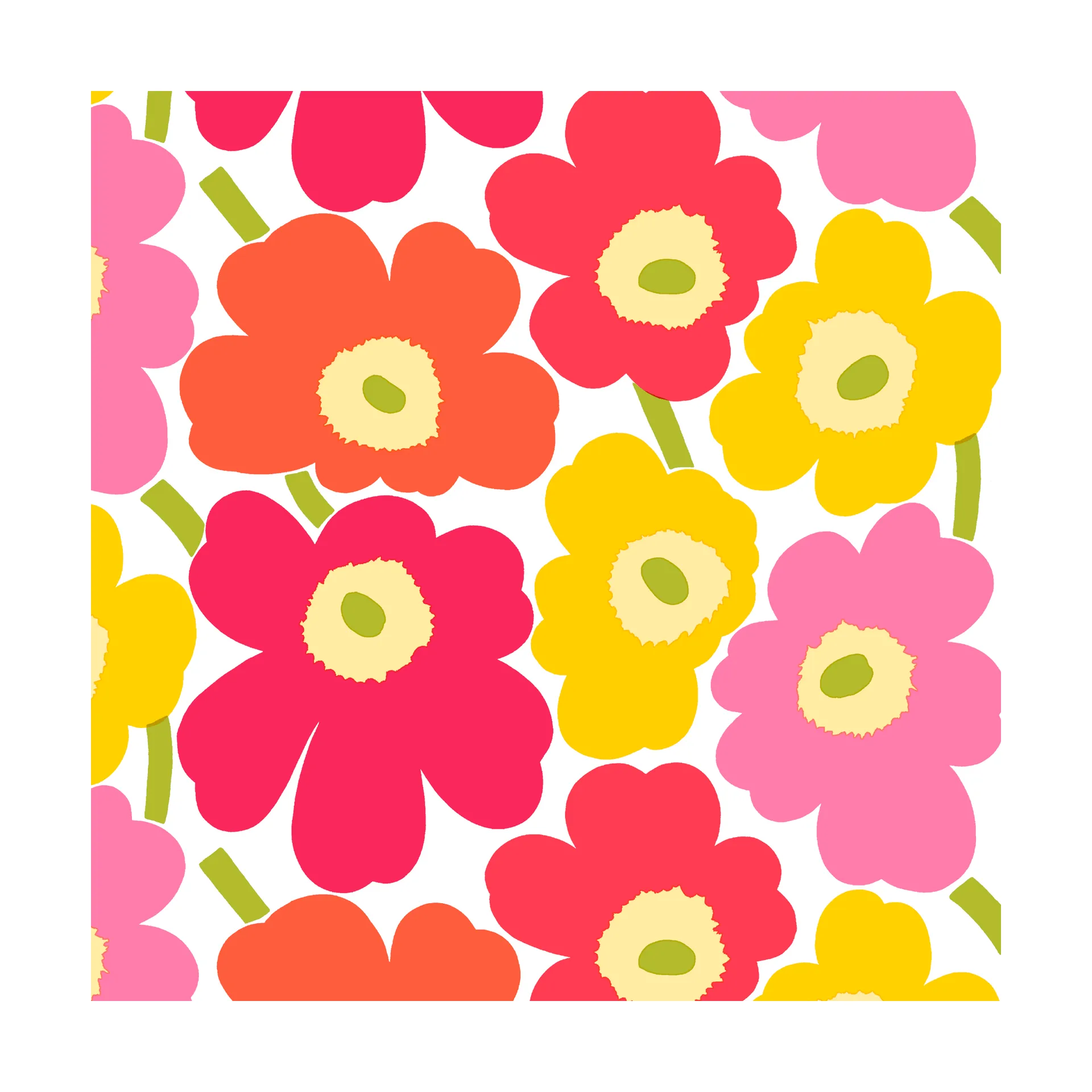 Mini Unikko lautasliinat 20 kpl, Pink-yellow Marimekko