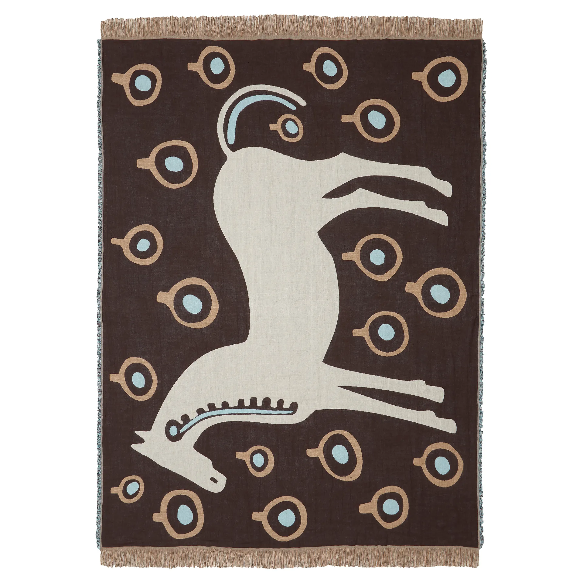 Musta Tamma huopa 130x180 cm, Ruskea-Valkoinen-Sininen Marimekko