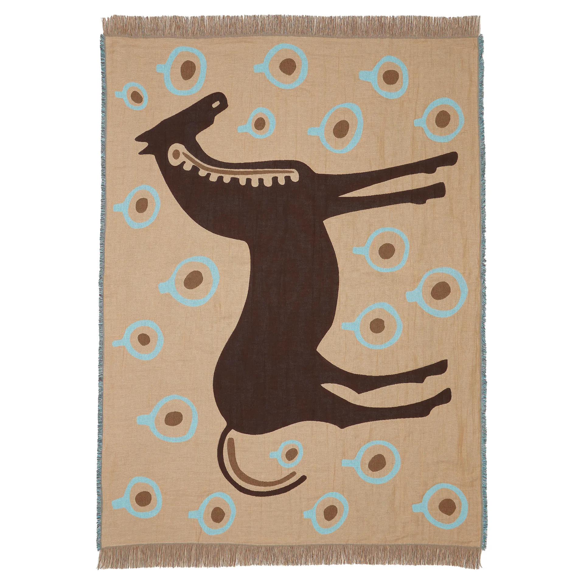 Musta Tamma huopa 130x180 cm, Ruskea-Valkoinen-Sininen Marimekko