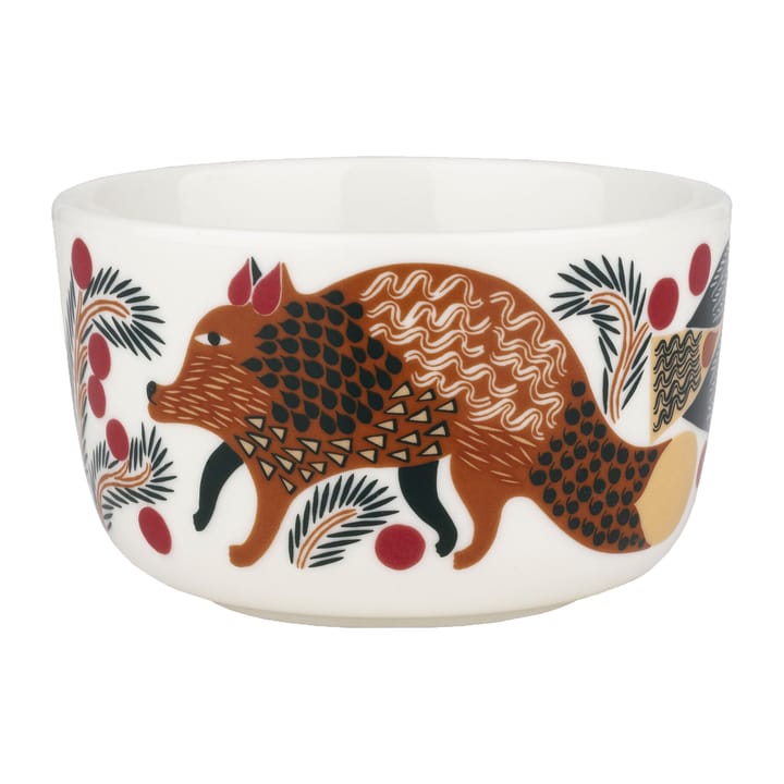 Oiva Ketunmarja -kulho, 2,5 dl, Valkoinen-punainenruskea-tummavihreä Marimekko