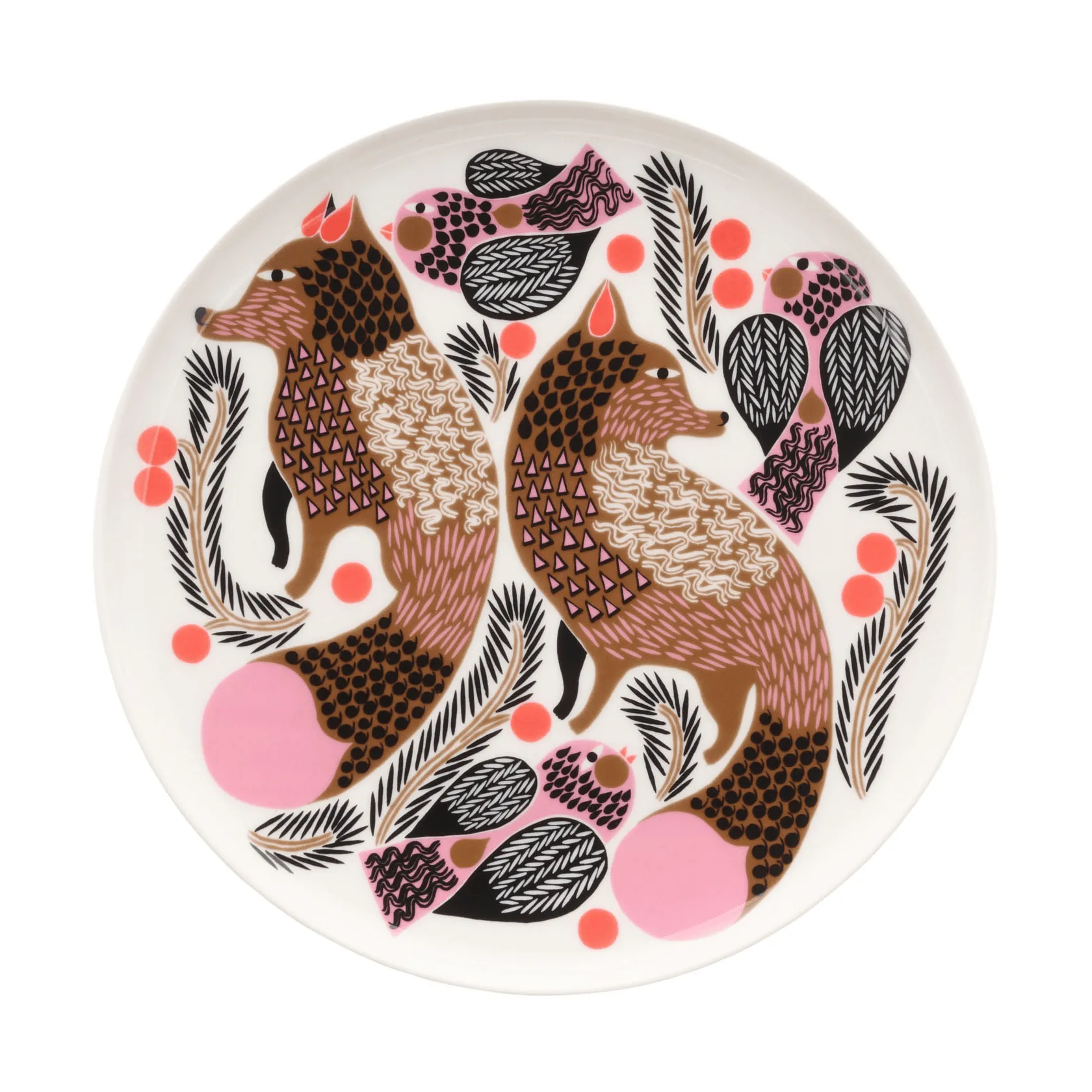 Oiva Ketunmarja lautanen Ø20 cm, White-bronze-pink-petrol Marimekko