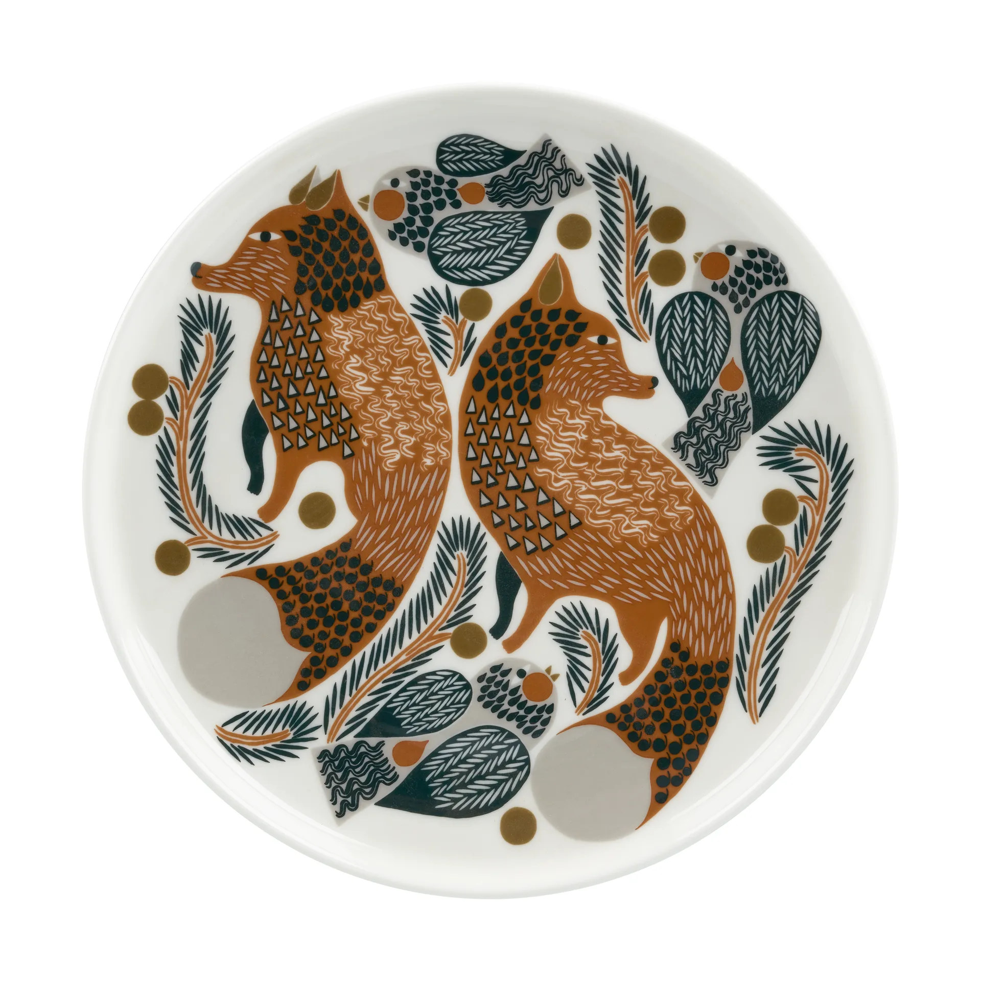 Oiva Ketunmarja lautanen Ø20 cm, White-brown-dark green Marimekko