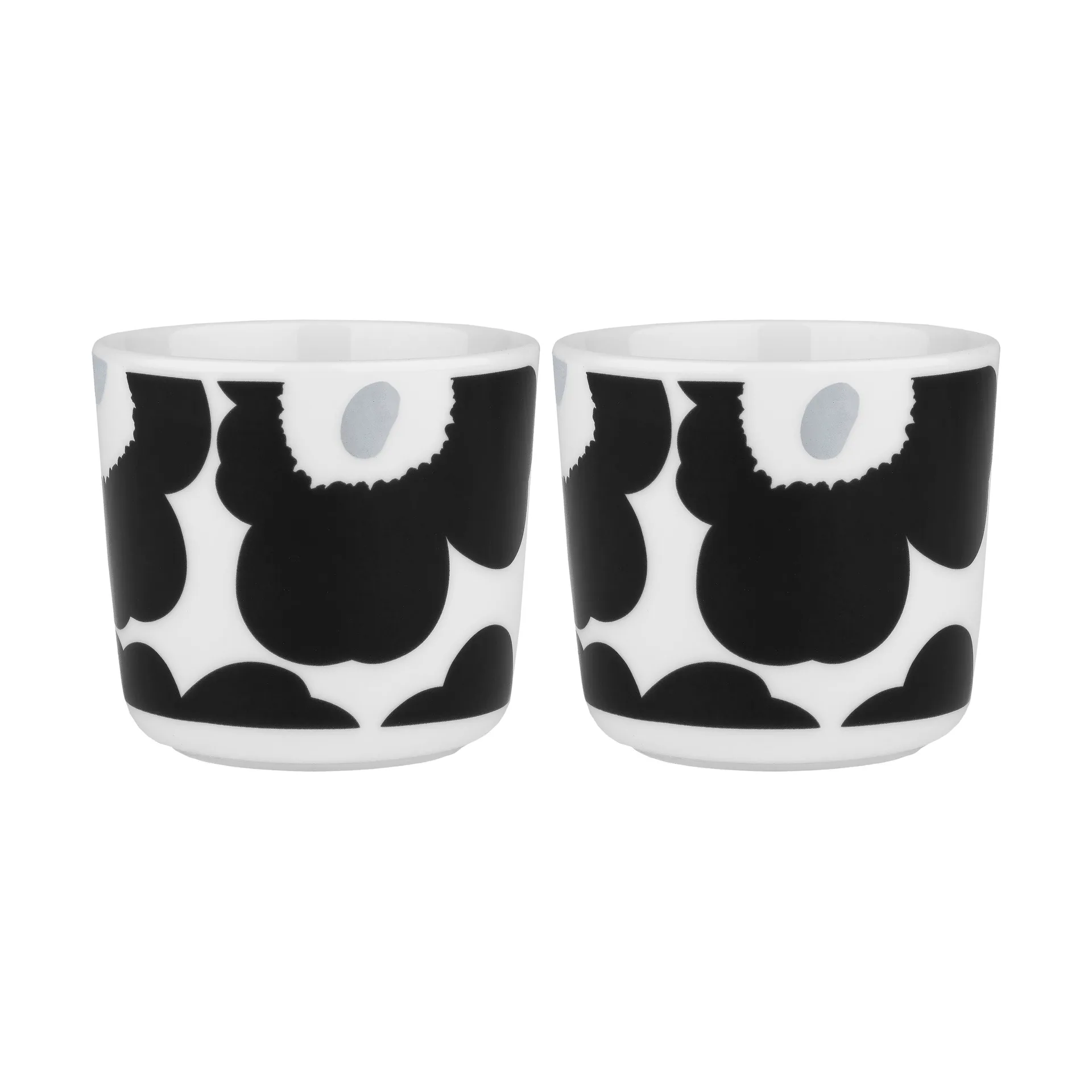 Oiva Unikko korvaton kahvikuppi 20 cl, 2-pakkaus, White-coal-silver Marimekko