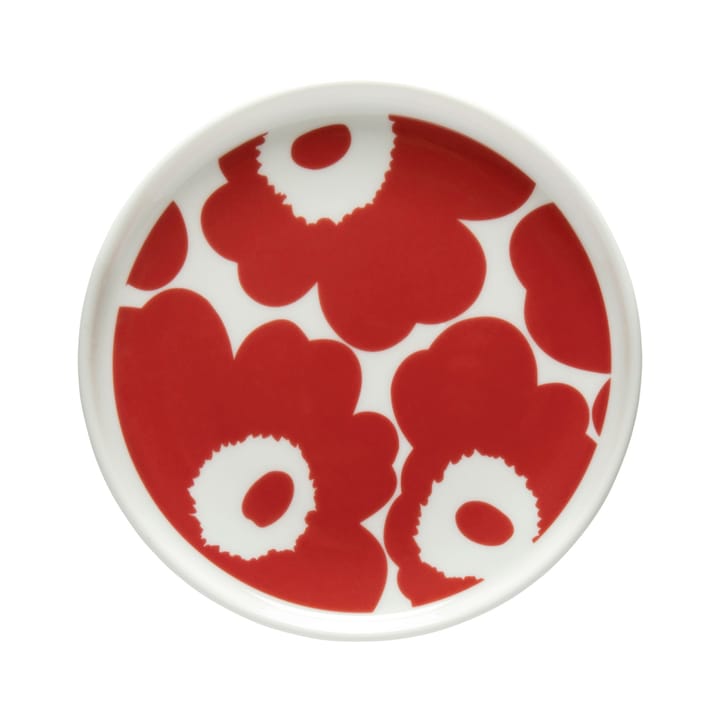 Oiva Unikko -lautanen, Ø 13,5 cm - Valkoinen-punainen - Marimekko
