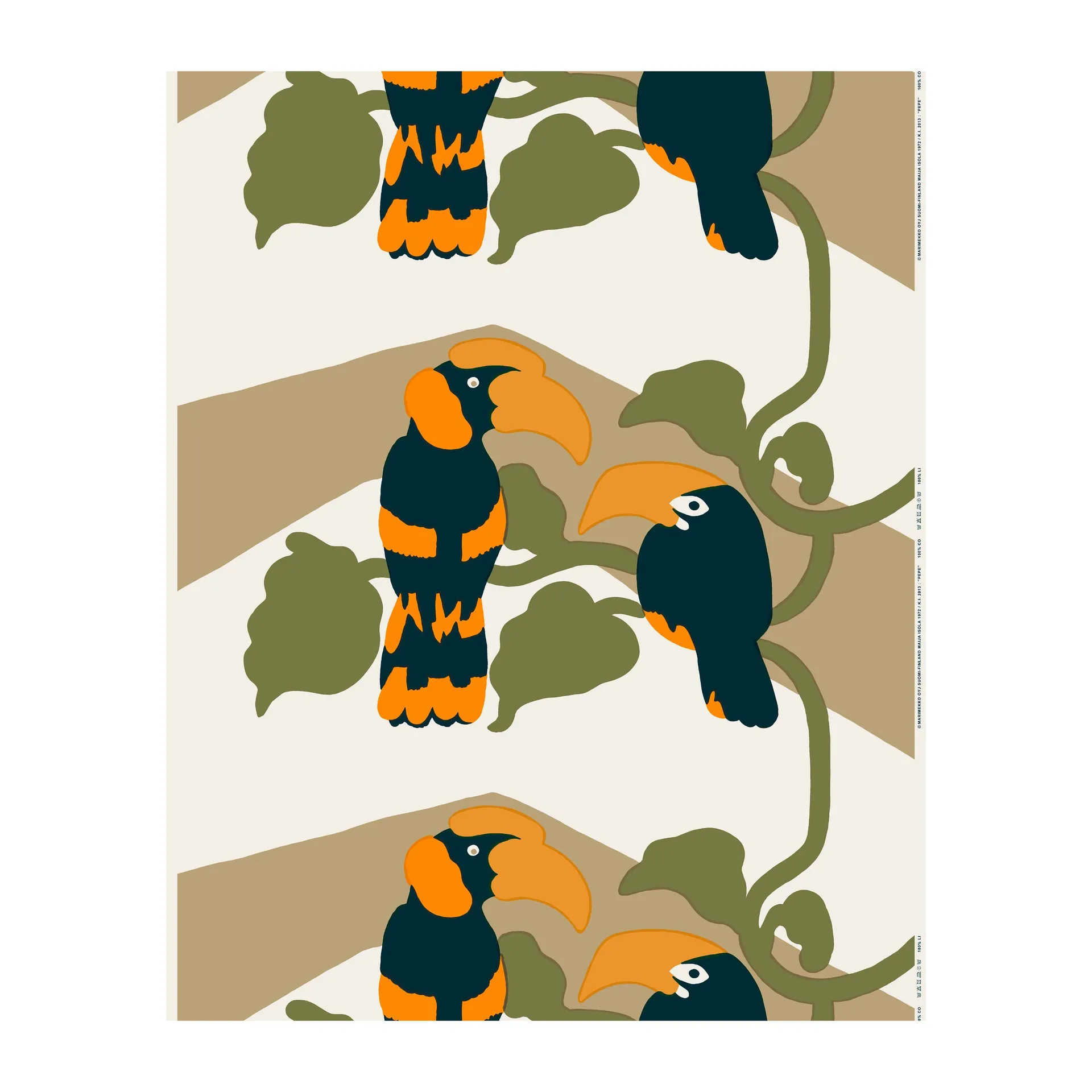 Pepe kangas, Off white-ruskea-oranssi Marimekko