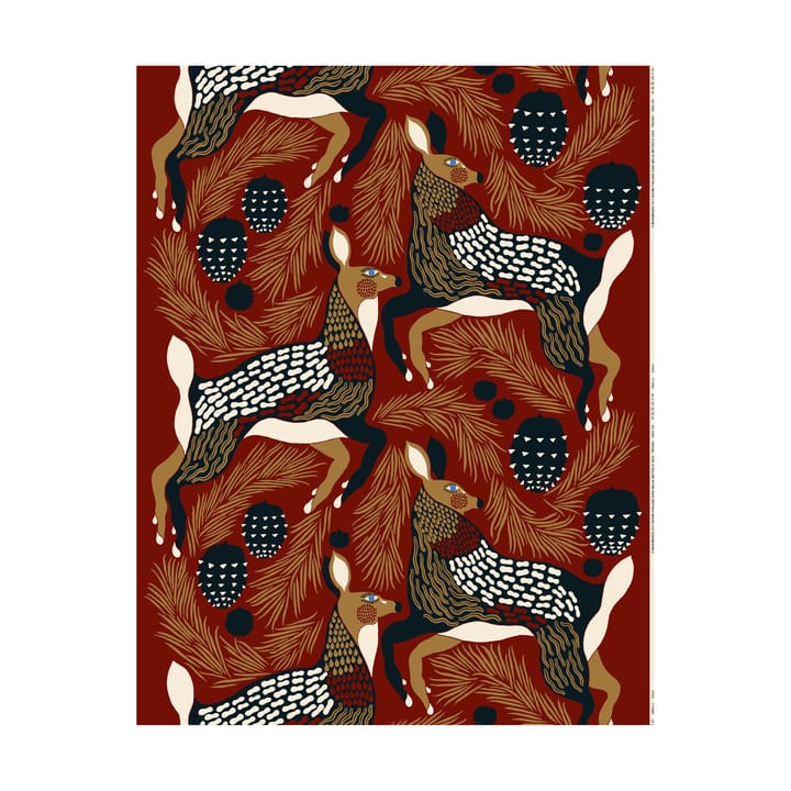 Peura puuvillakangas - Red-beige-dark blue - Marimekko