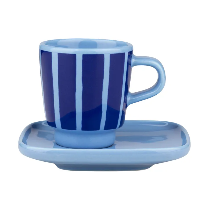 Piccolo espressokuppi ja lautanen - Light blue-blue, 5 cl - Marimekko