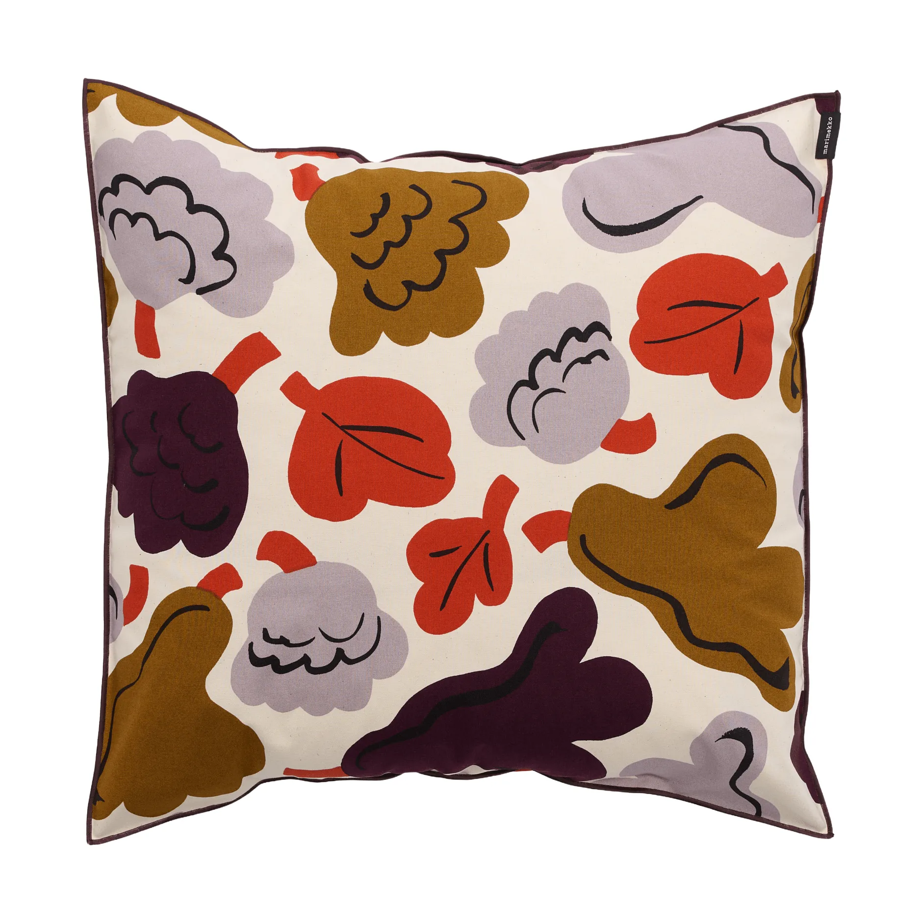 Pieni Kukasta Kukkaan tyynynpäällinen, Hay-plum-bronze-terracotta, 50x50 cm Marimekko