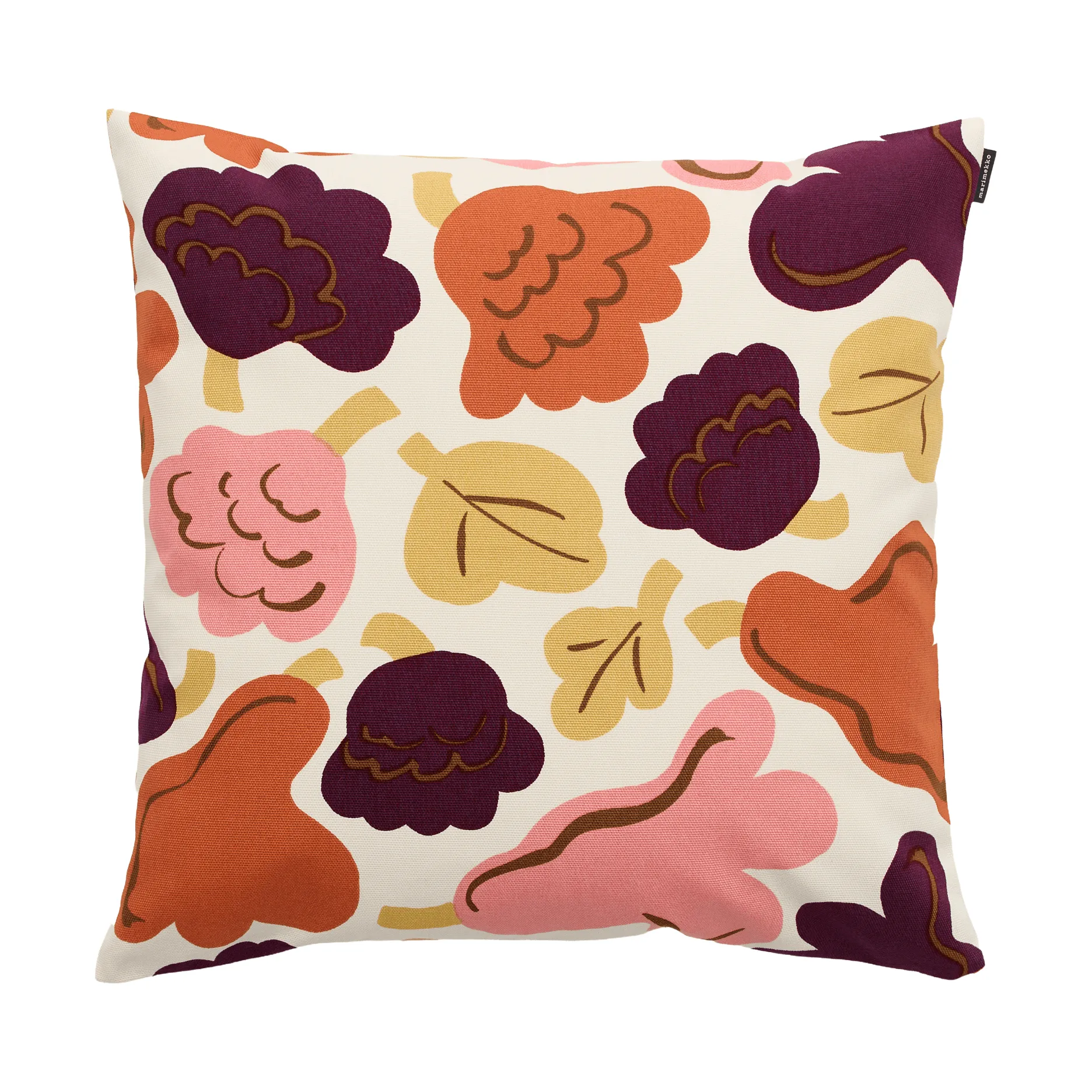 Pieni Kukasta Kukkaan tyynynpäällinen, Off white-luumu-vaaleanpunainen-terracotta, 50x50 cm Marimekko