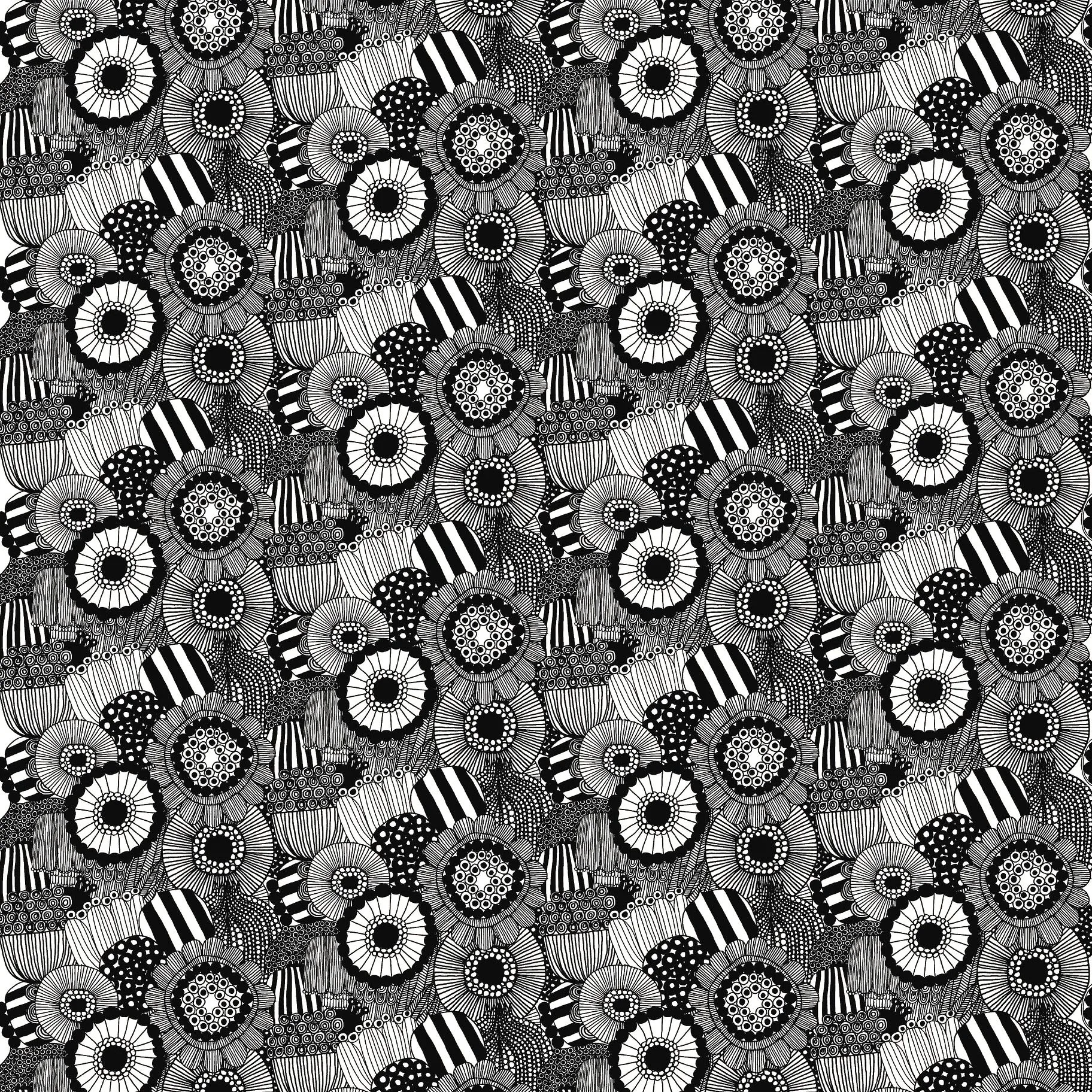 Pieni Siirtolapuutarha kangas, Valkoinen-musta Marimekko