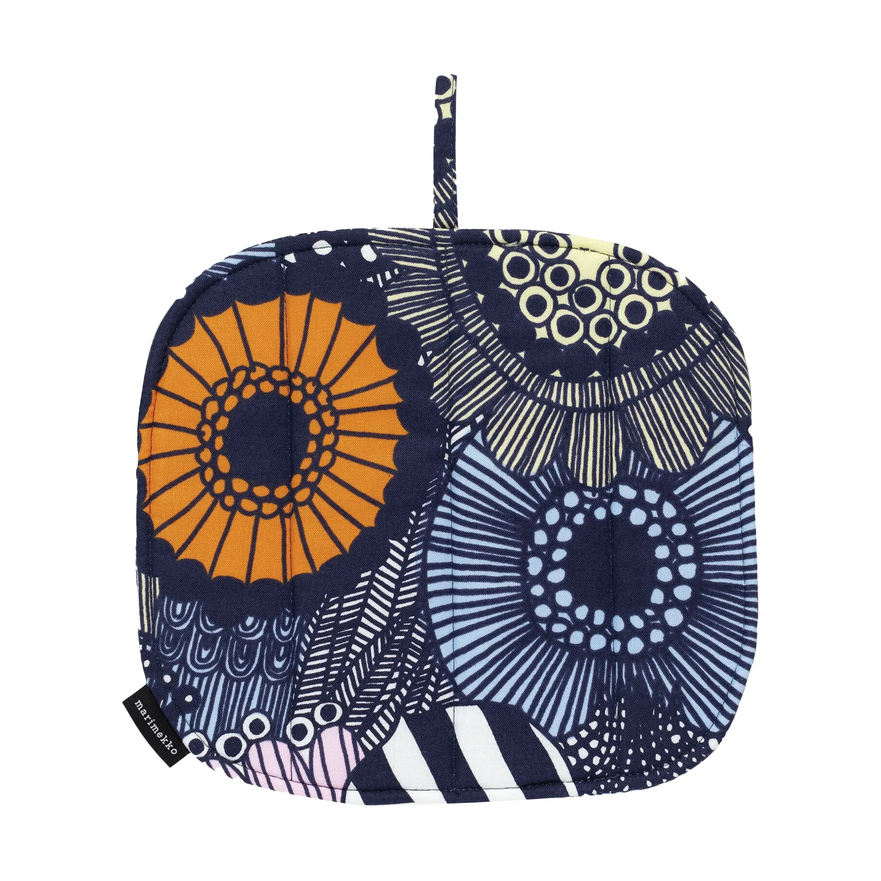 Pieni Siirtolapuutarha patalappu, White-yellow-orange-light blue Marimekko