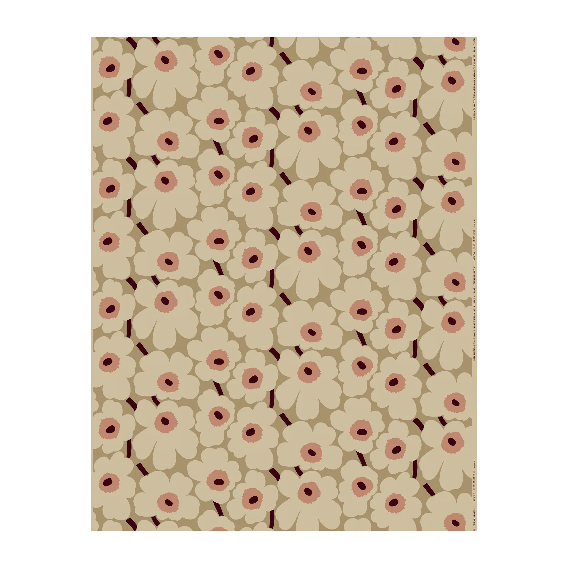 Pieni Unikko kangas puuvilla, beige-cotton-vaaleanpunainen Marimekko