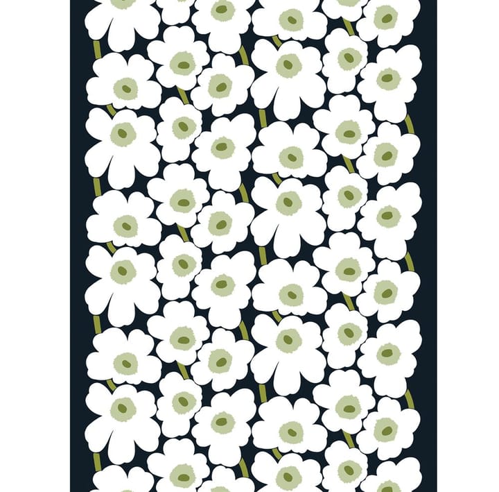 Pieni Unikko kangas puuvilla, musta-valkoinen-vihreä Marimekko