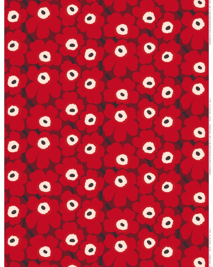 Pieni Unikko kangas puuvilla - Tummanpunainen-punainen-tummansininen - Marimekko