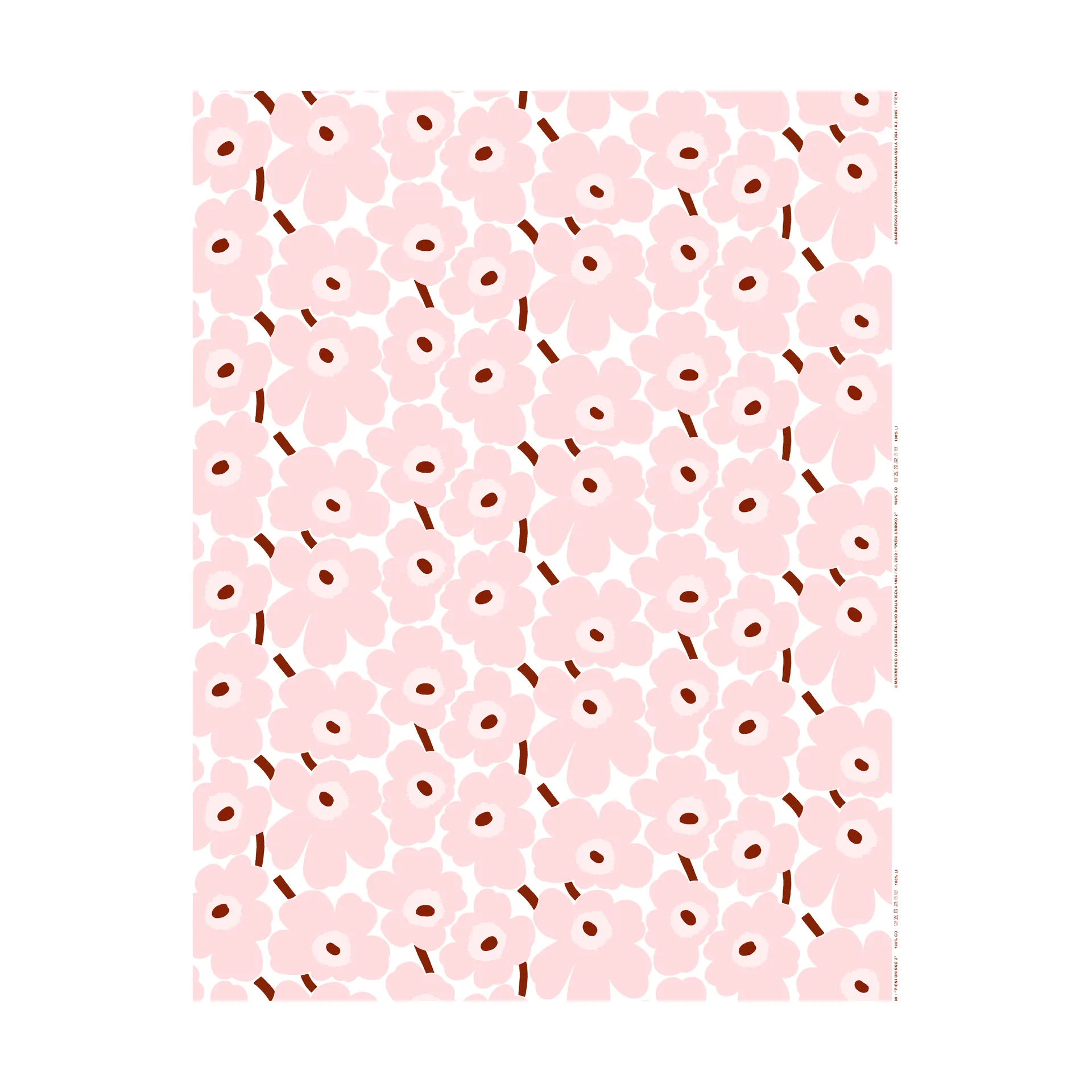 Pieni Unikko kangas puuvilla, White-pink-chestnut Marimekko