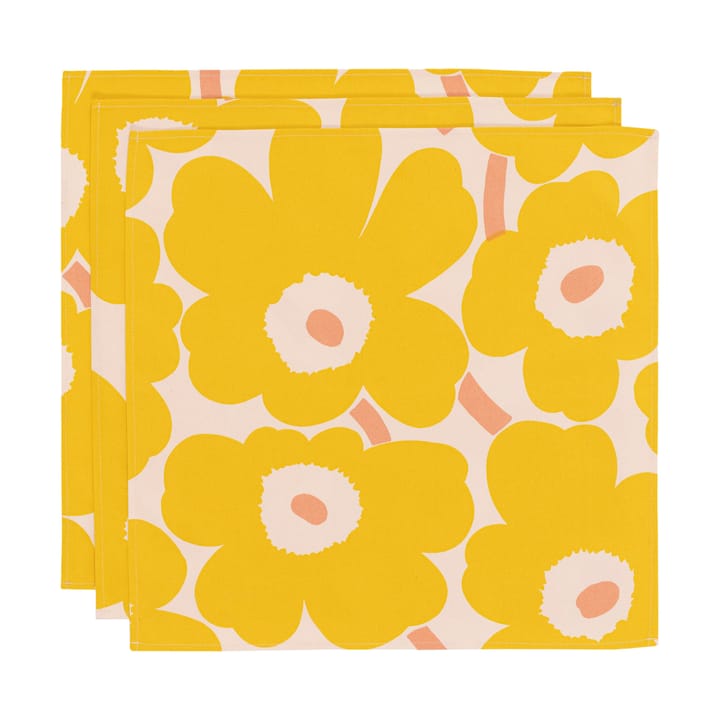 Pieni Unikko kangasservetti 43x43 cm 3-pack - Cotton-yellow-pink - Marimekko