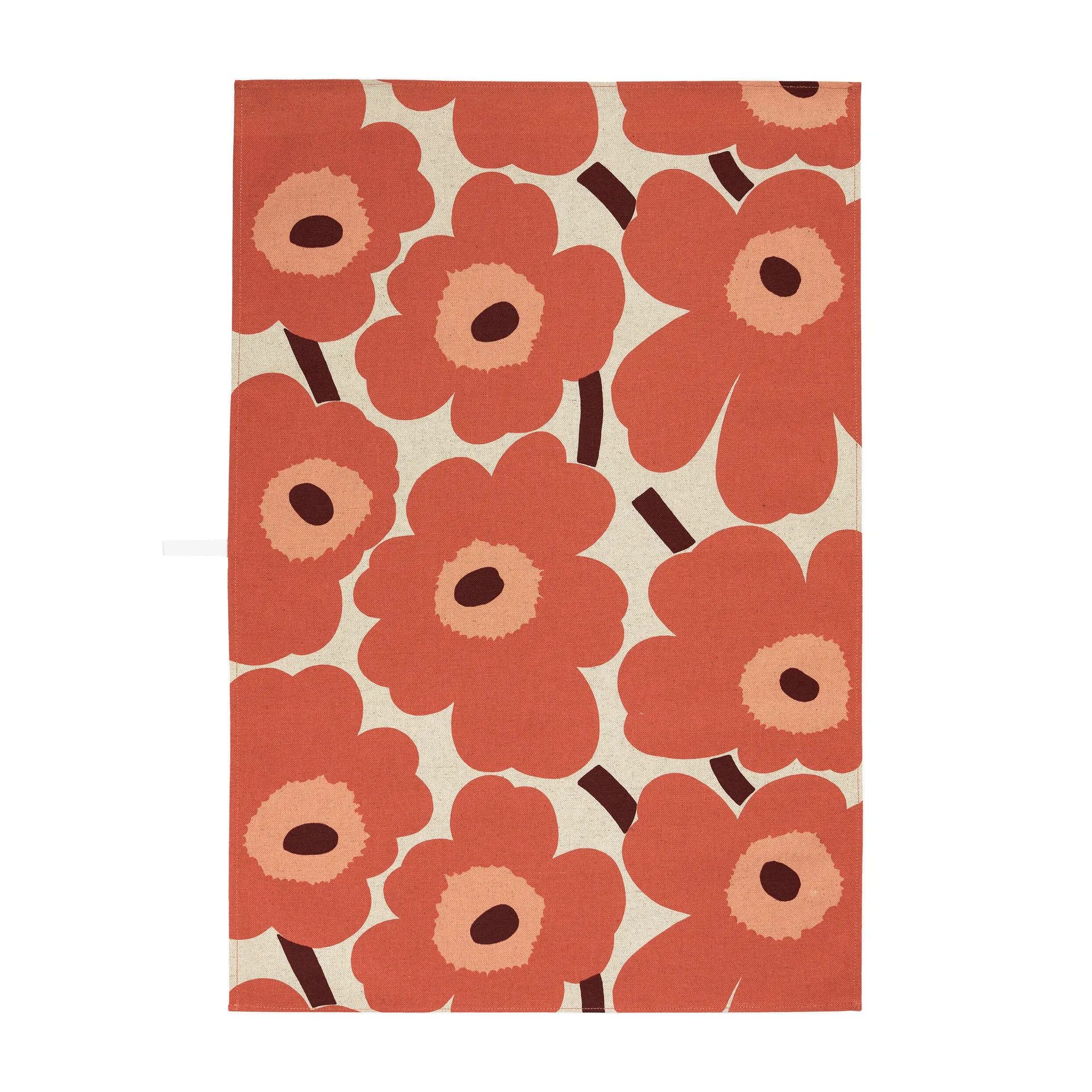Pieni Unikko -keittiöpyyhe puuvilla-pellava 47x70 cm, Beige-Oranssi-Ruskea Marimekko