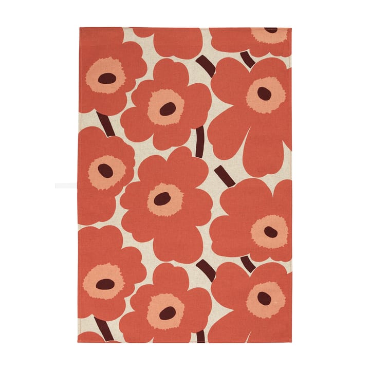 Pieni Unikko -keittiöpyyhe puuvilla-pellava 47x70 cm, Beige-Oranssi-Ruskea Marimekko