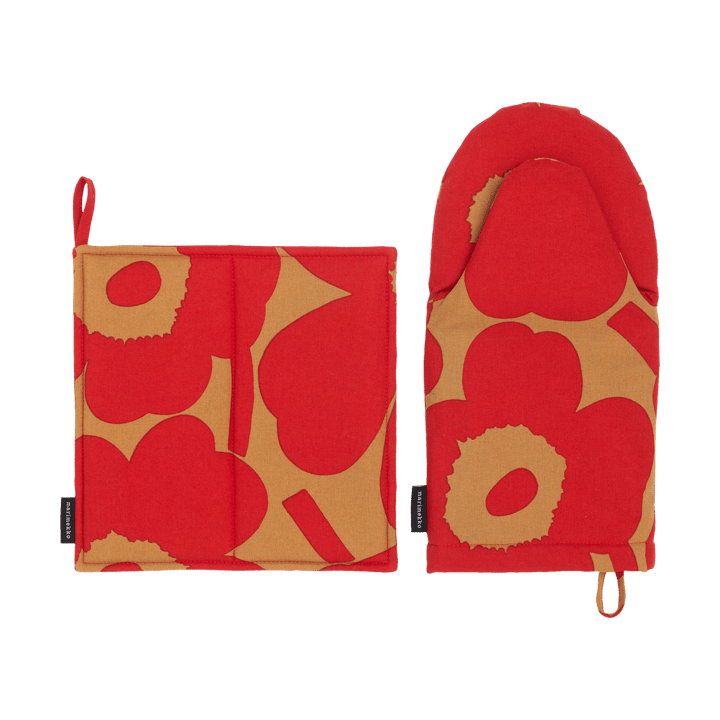 Pieni Unikko patakinnas ja patalappusetti 2 osaa - Brown-red - Marimekko