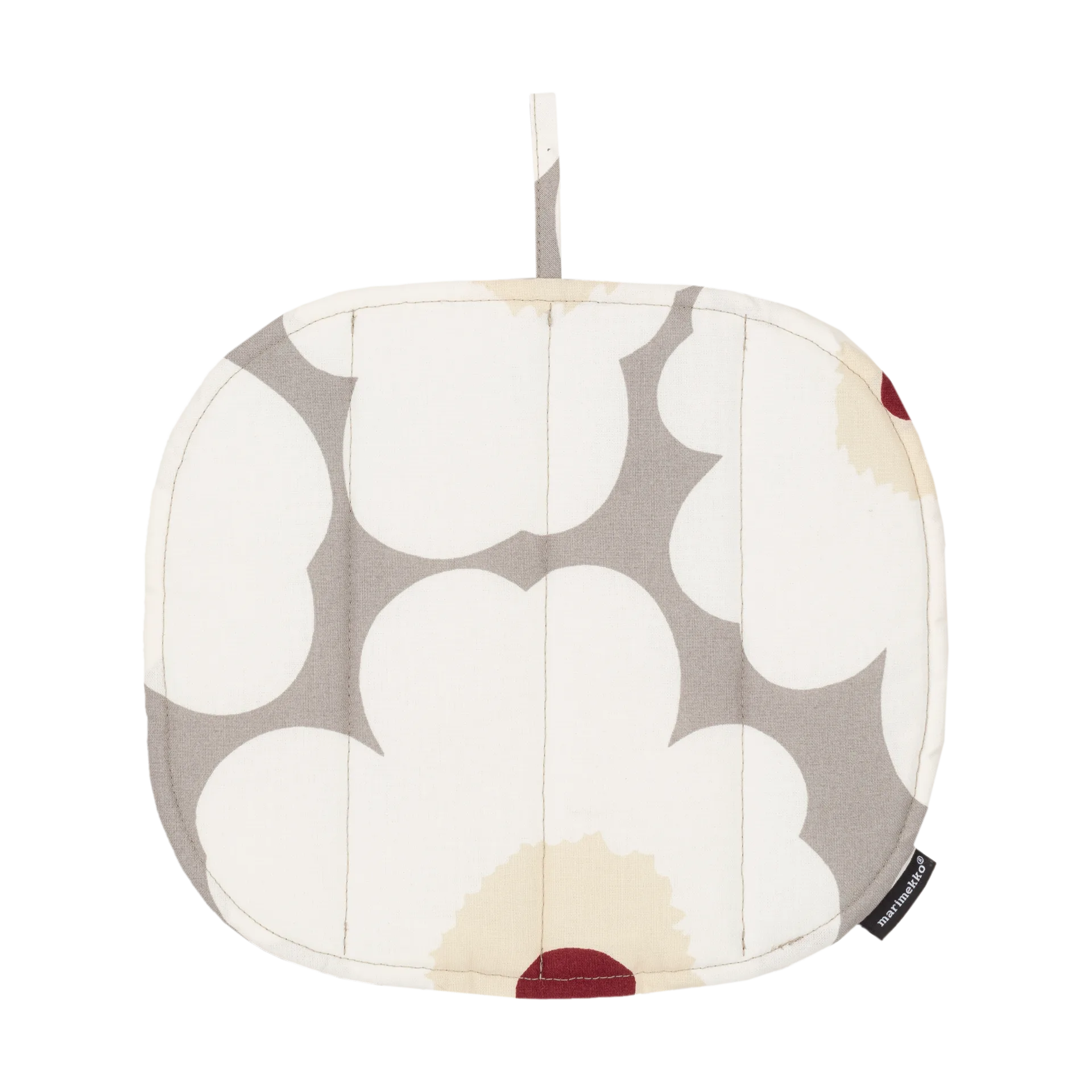 Pieni Unikko patalappu 22x25 cm, L. grey-white-d. red-yellow Marimekko