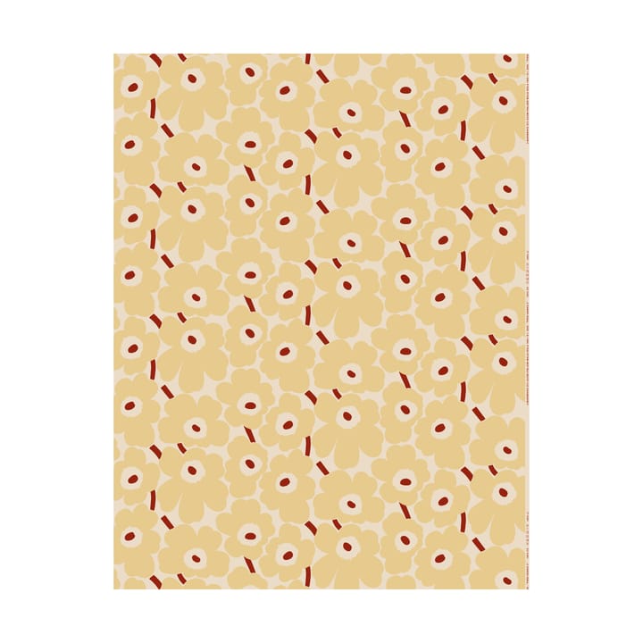 Pieni Unikko puuvillakangas - Cotton-butter yellow-d.red - Marimekko