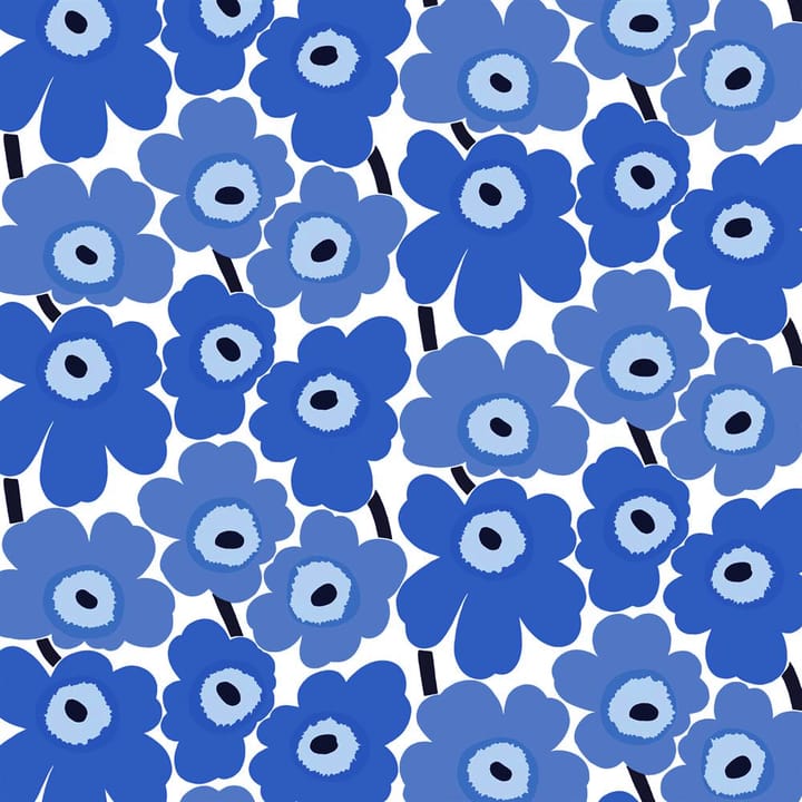 Pieni Unikko puuvillakangas - valkoinen-sininen - Marimekko