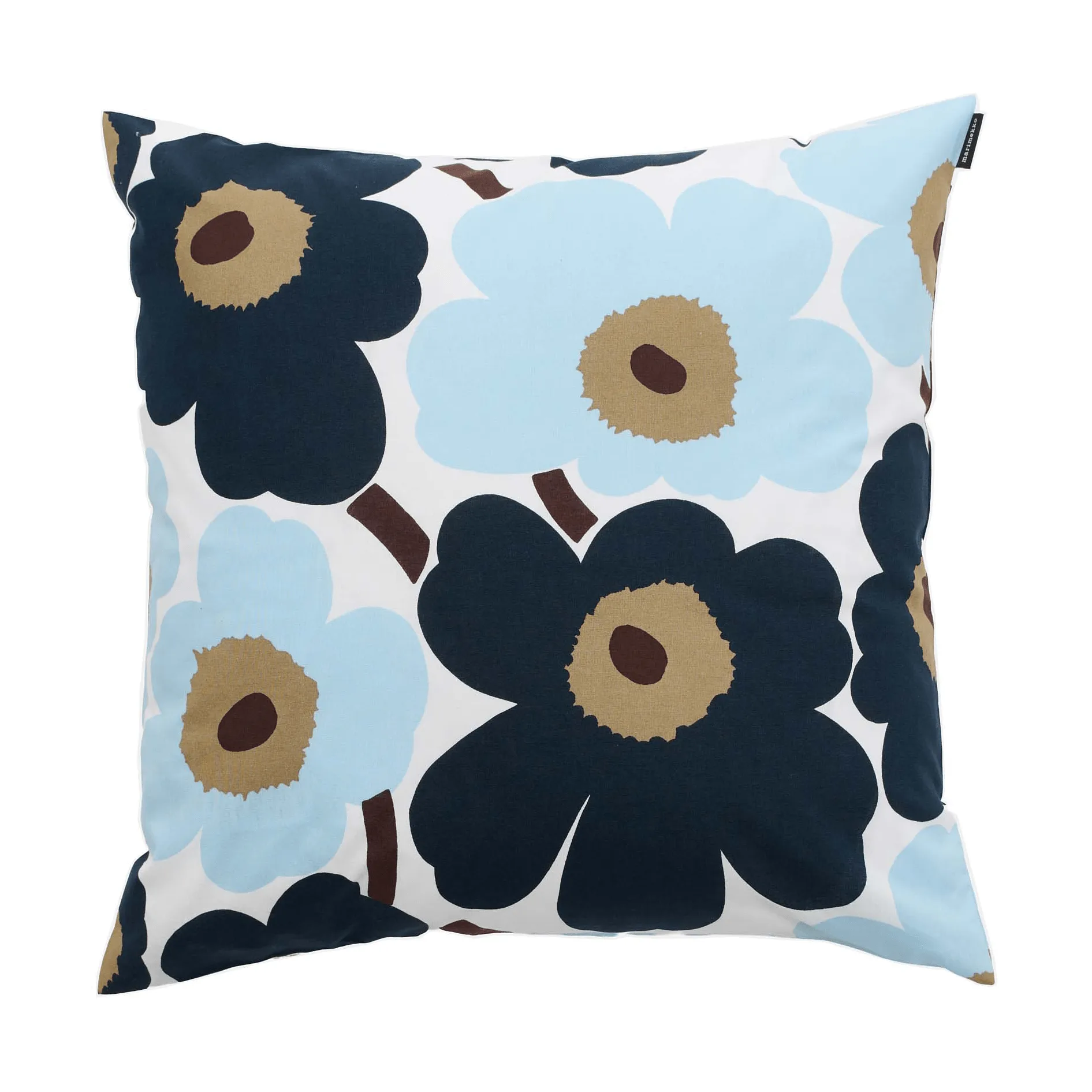 Pieni Unikko tyynynpäällinen 50 x 50 cm, White-blueberry-cold blue-dark brown Marimekko