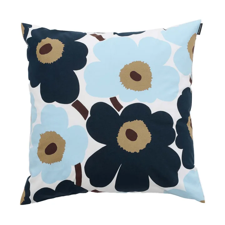 Pieni Unikko tyynynpäällinen 50 x 50 cm - White-blueberry-cold blue-dark brown - Marimekko