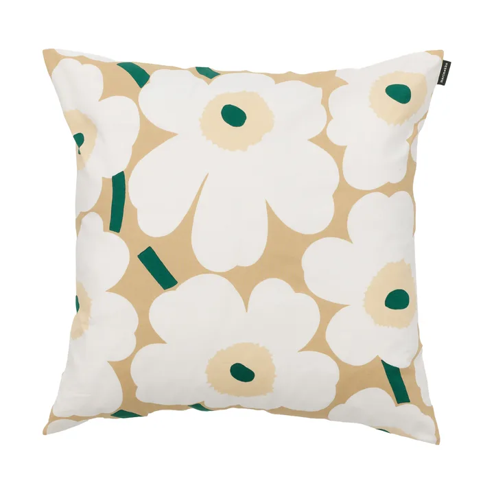 Pieni unikko tyynynpäällinen 50x50 cm - Sand-white-hay-emerald - Marimekko