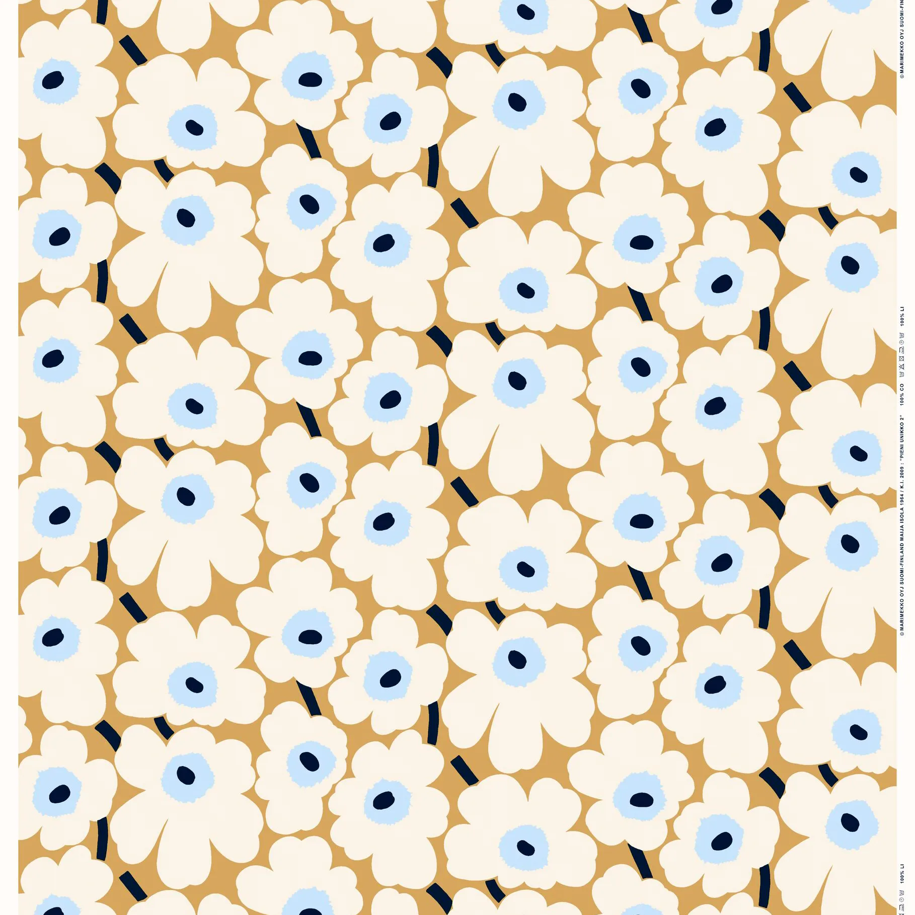 Pieni Unikko vahaliina, beige-luonnonvalkoinen-sininen Marimekko