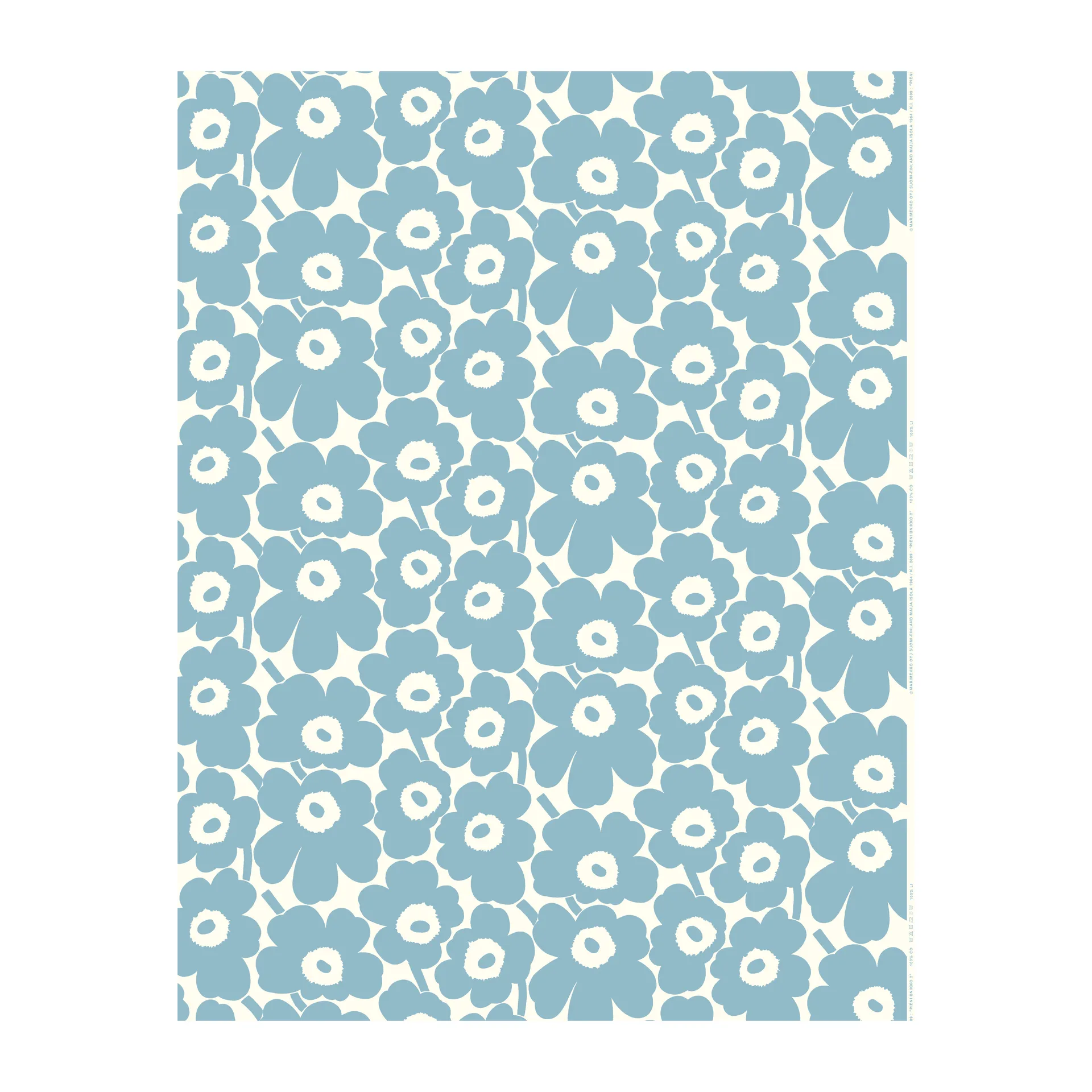 Pieni Unikko vahaliina, Off white-light blue Marimekko