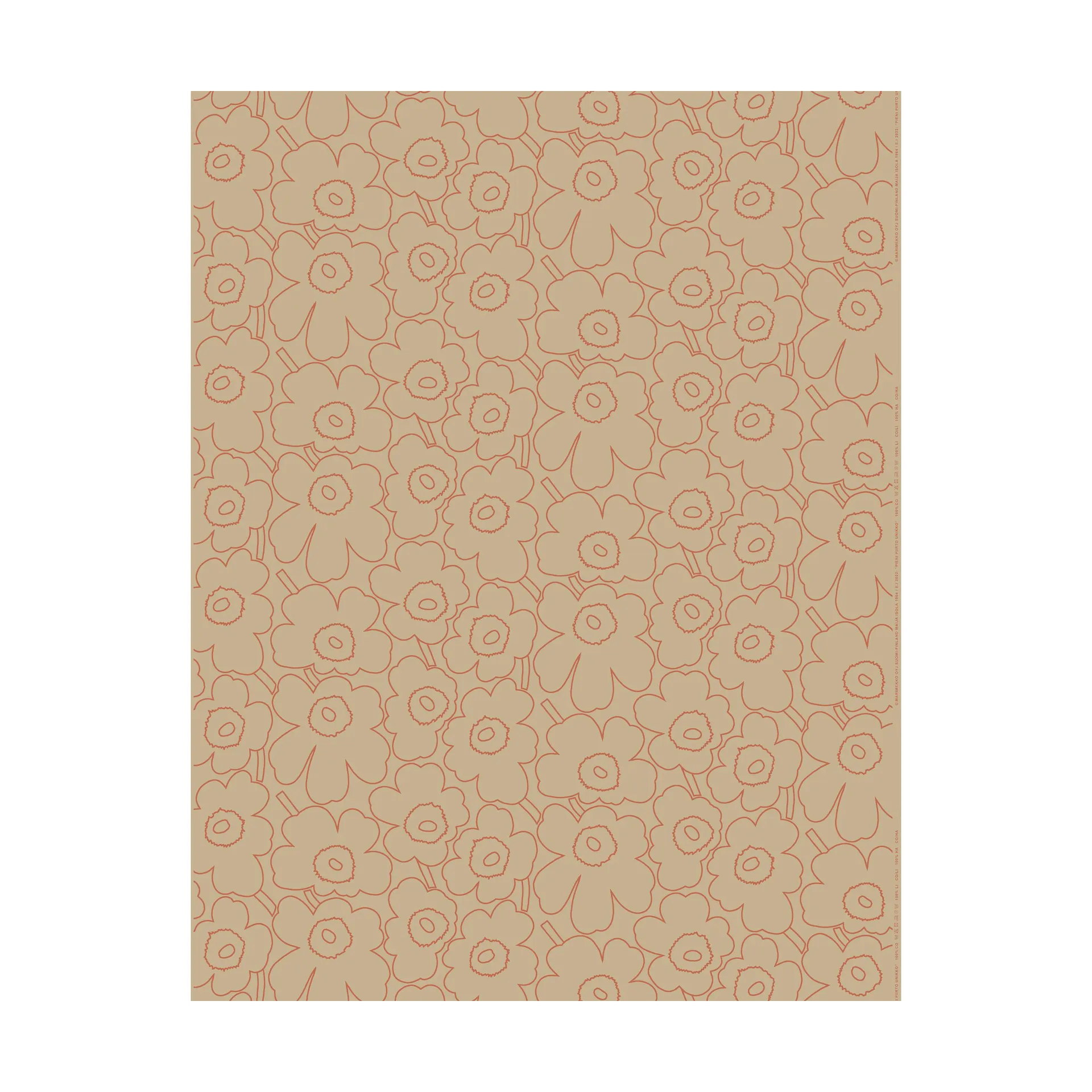 Piirto Unikko kangas puuvilla-pellava, Linen-l. terrakotta Marimekko