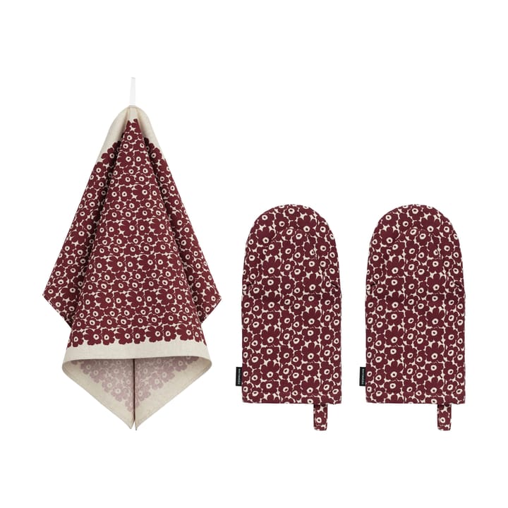 Pikkuinen Unikko keittiösetti 3 osaa - Linenburgundy - Marimekko