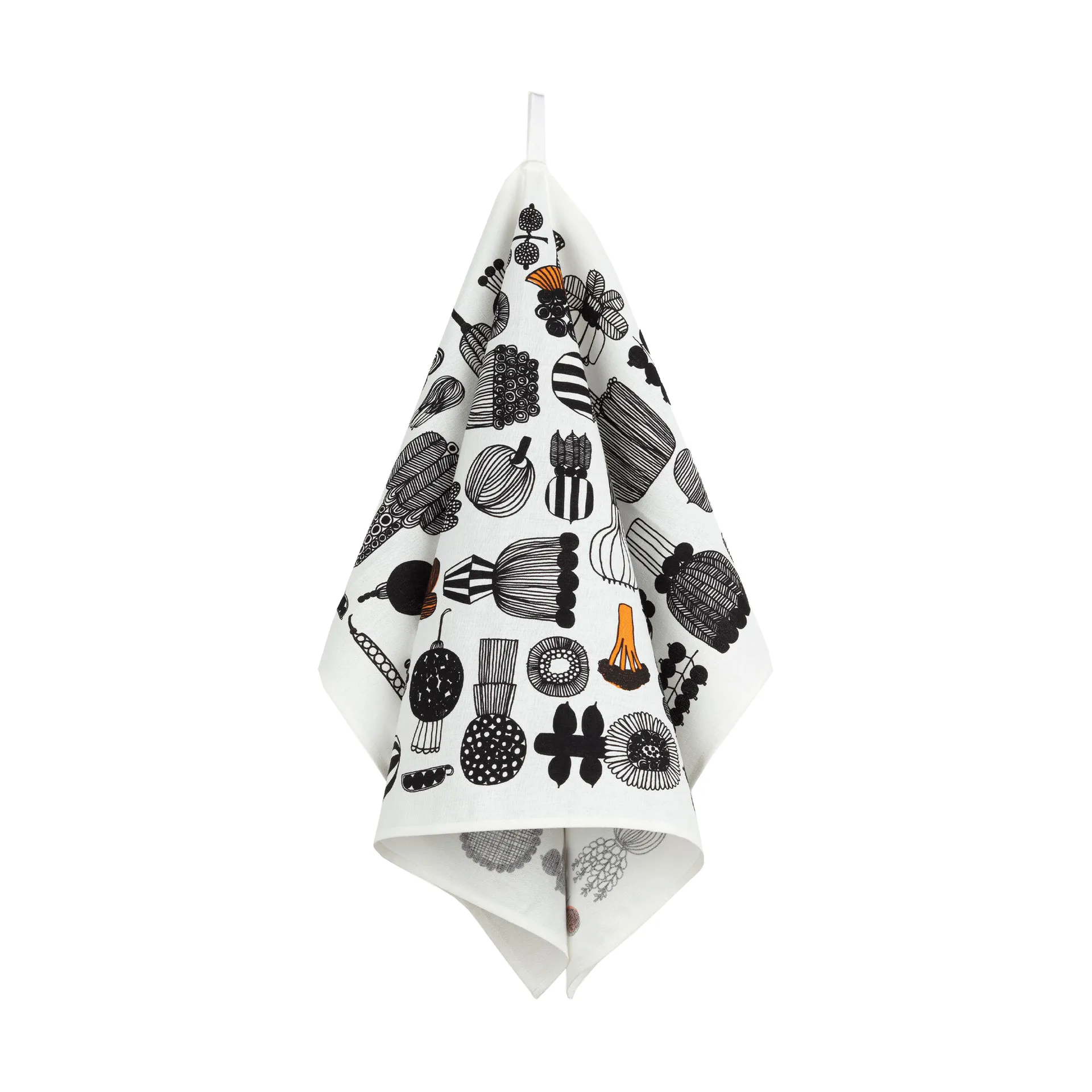 Puutarhurin parhaat keittiöpyyhe 47x70 cm, White-black-orange Marimekko