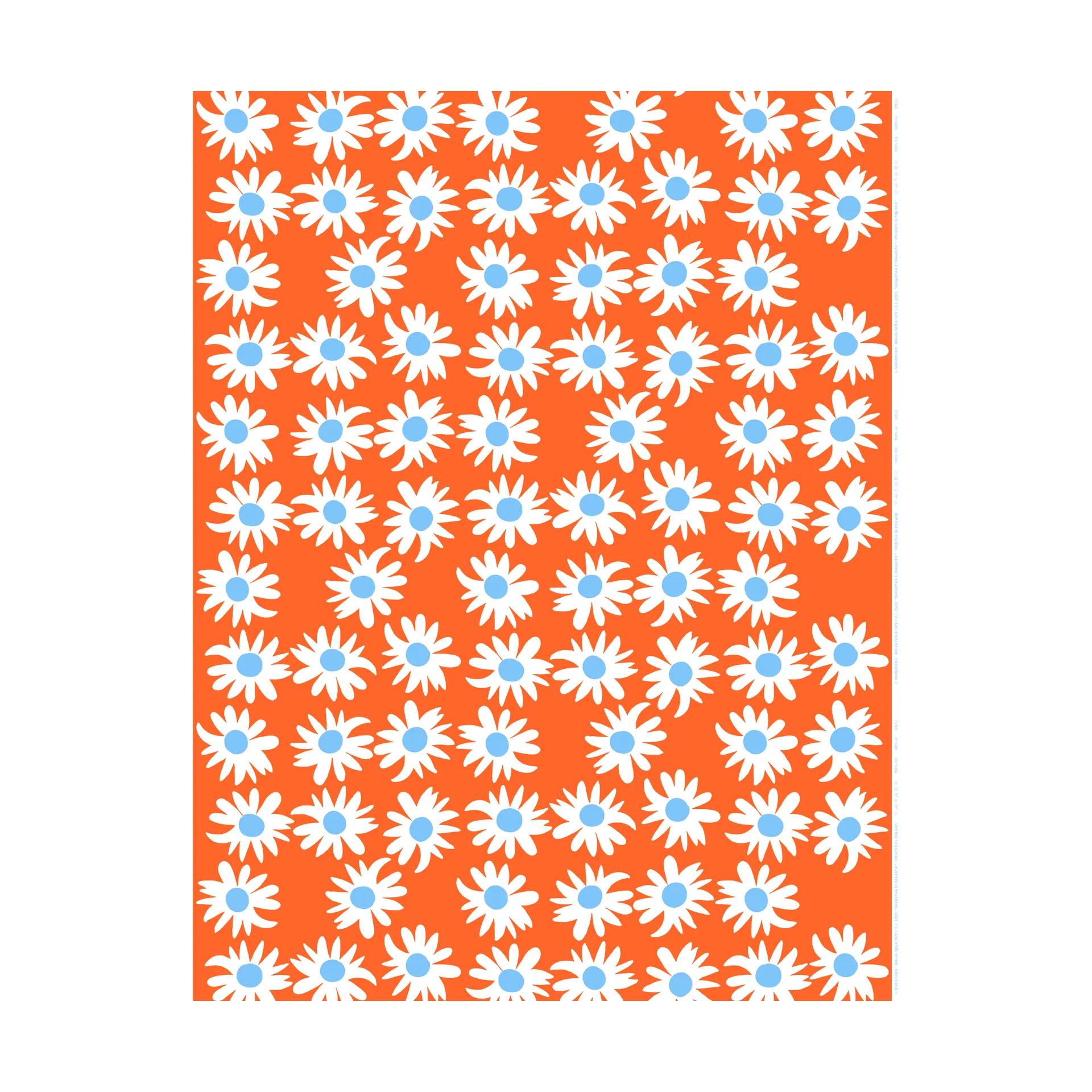 Rakastaa ei rakasta puuvillakangas, Orange-Off-white-light blue Marimekko