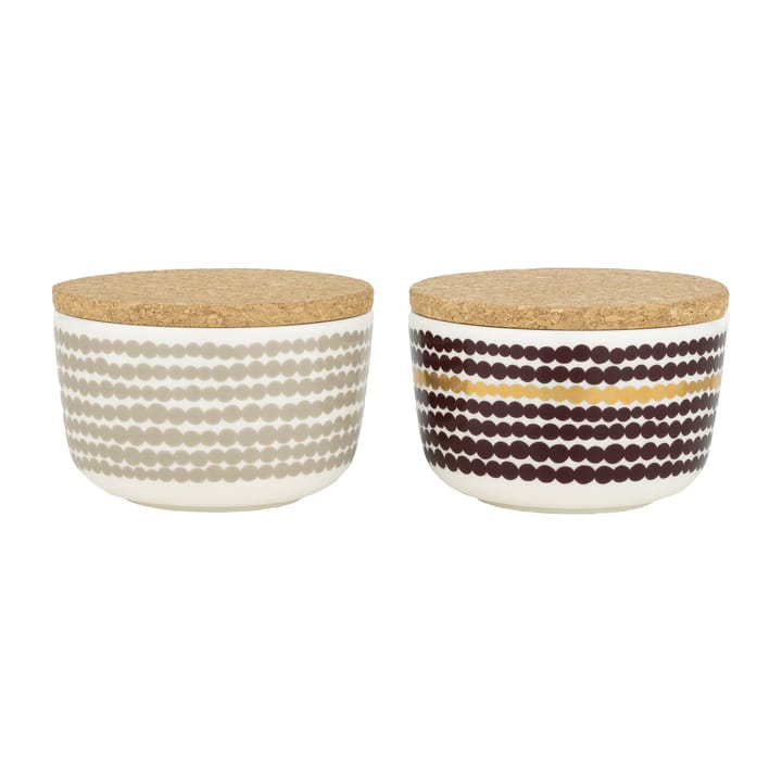 Räsymatto kulhosetti kansilla 25 cl - Valkoinen-beige-tummanpunainen-kulta - Marimekko
