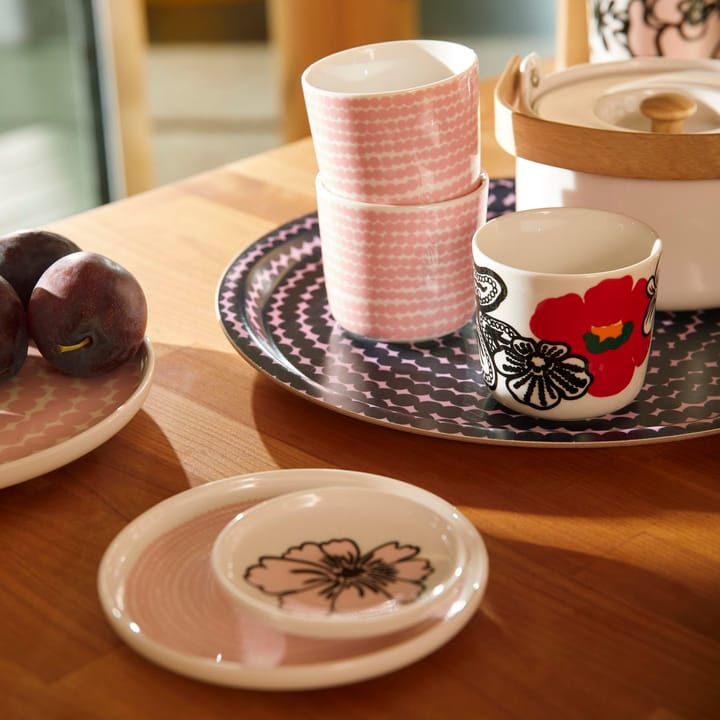 Räsymatto lautanen, Ø 13,5 cm - Vaaleanpunainen-valkoinen - Marimekko