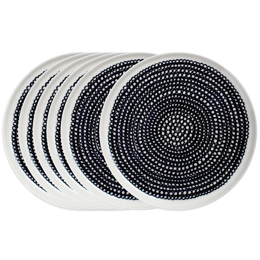 Räsymatto lautanen 20 cm 6 kpl musta pikkupallollinen,  Marimekko