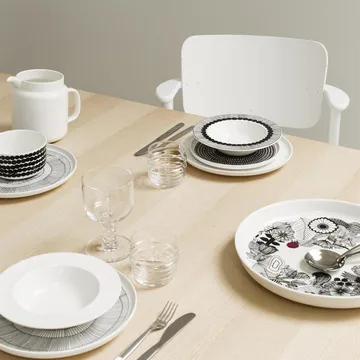 Räsymatto lautanen 20 cm 6 kpl musta pikkupallollinen - Marimekko