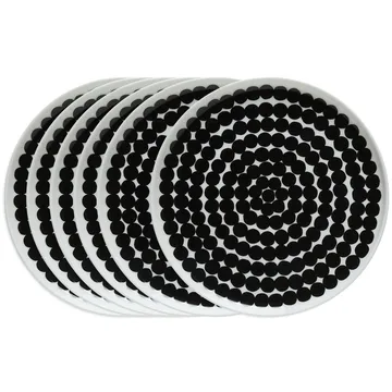 Räsymatto lautanen 20 cm, 6 kpl musta-valkoinen - Marimekko