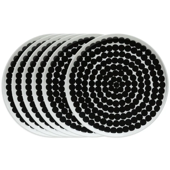 Räsymatto lautanen 20 cm, 6 kpl musta-valkoinen - Marimekko