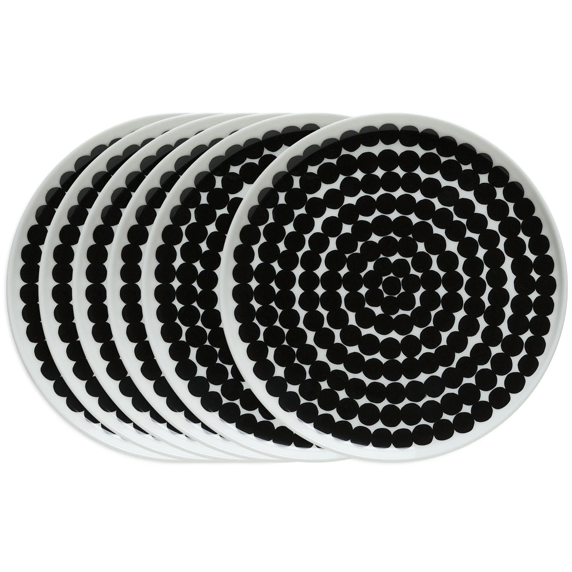 Räsymatto lautanen 20 cm, 6 kpl musta-valkoinen Marimekko