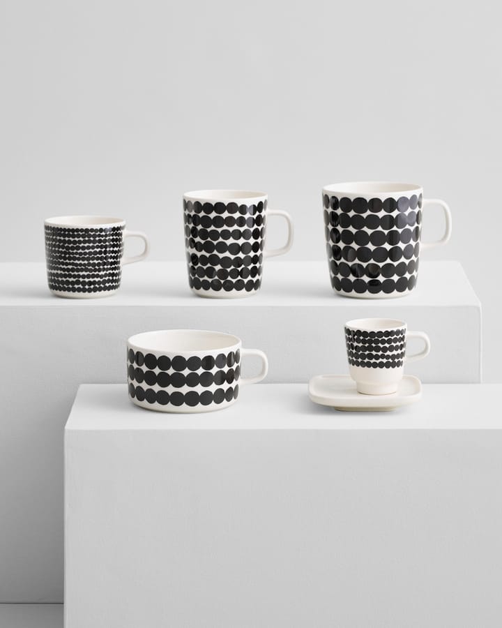 Räsymatto teekuppi 25 cl, musta-valkoinen Marimekko