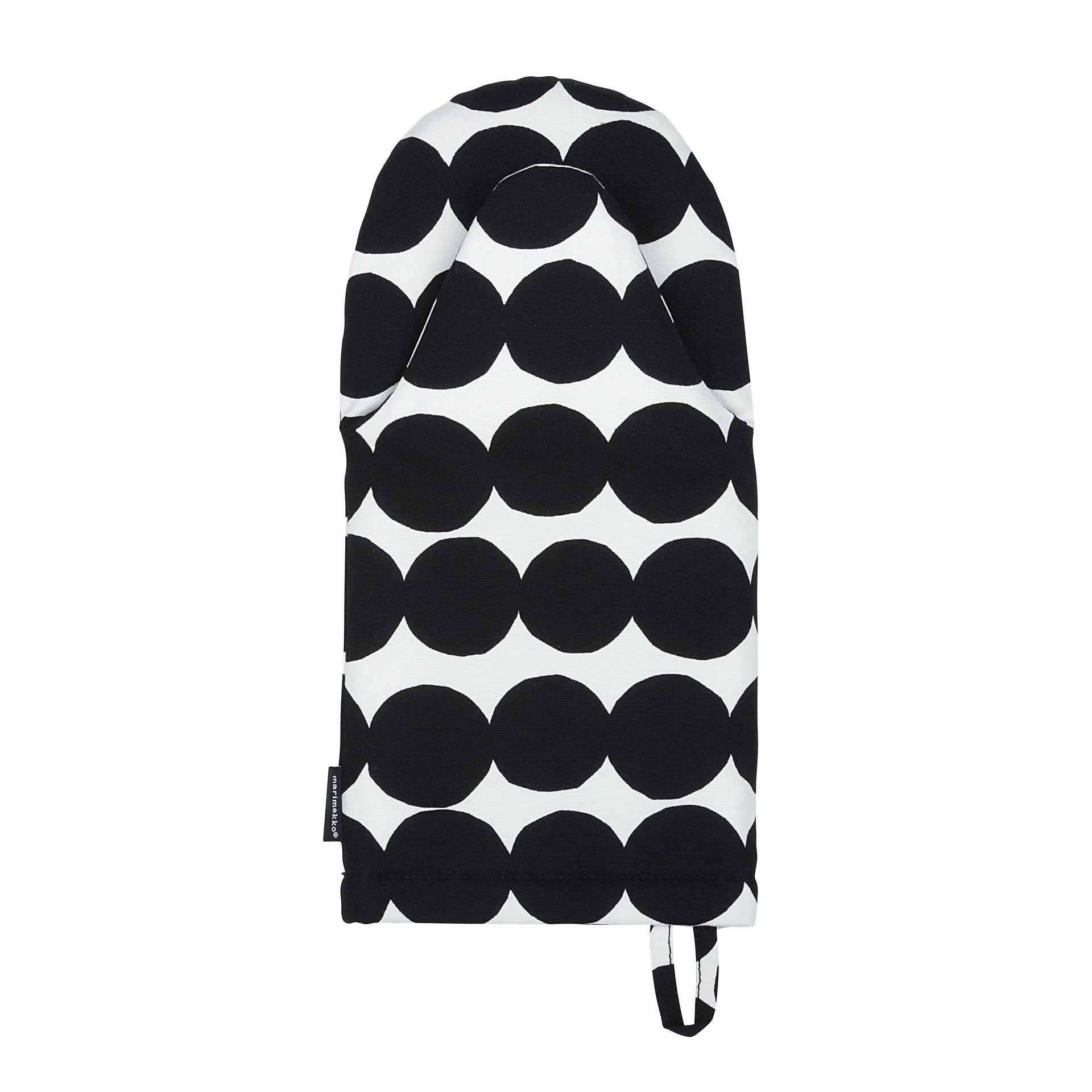 Räsymatto uunikinnas, musta-valkoinen Marimekko