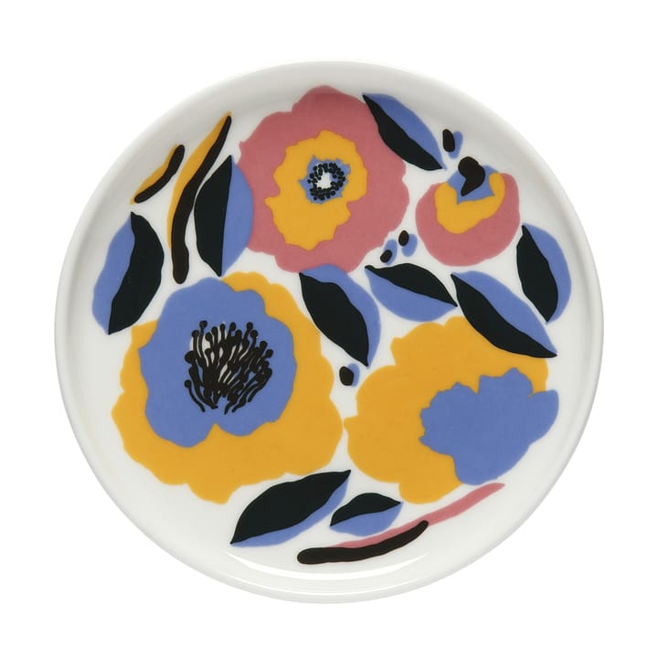 Rosarium lautanen 13,5 cm - valko-puna-kelta-sininen - Marimekko