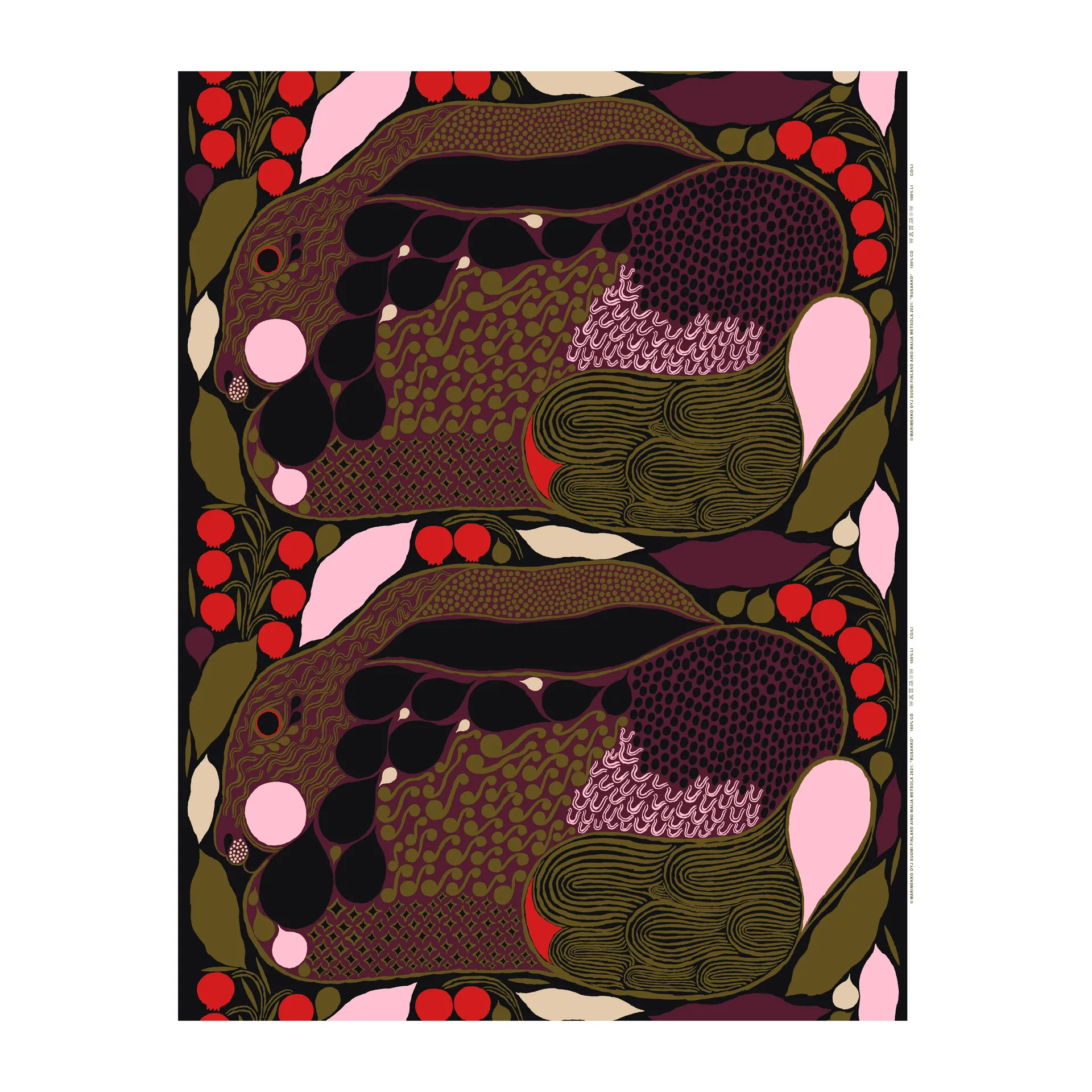 Rusakko kangas panama, Vaaleanpunainen-ruskea Marimekko