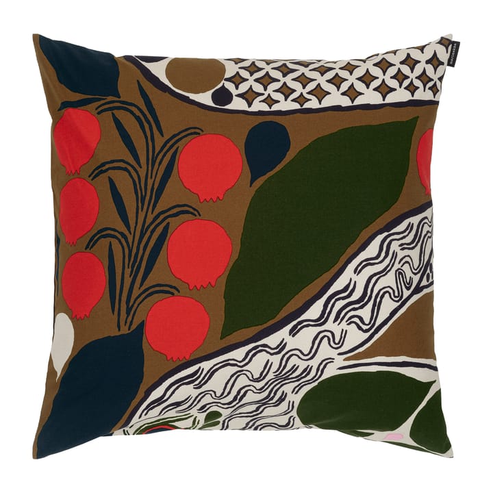 Rusakko tyynyliina 50x50 cm - ruskea-tummansininen-punainen - Marimekko